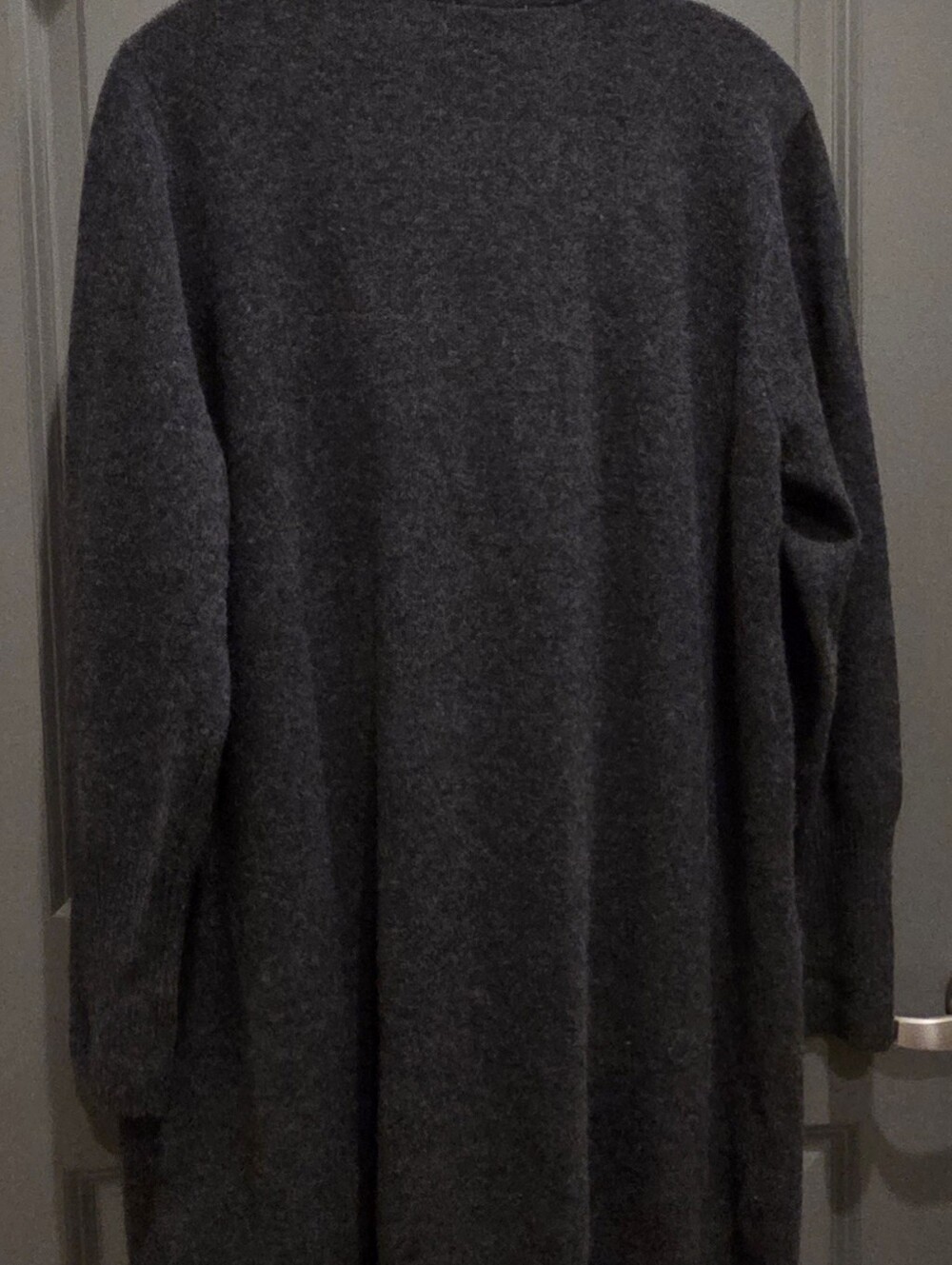 Chicos New Pure Cashmere Dark Grey Long Sleeved 2 Pocket Open Cardi Duster Large - Picture 5 of 6